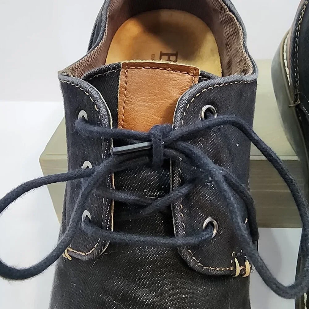 Born Denim and Leather Lace Up Oxford Derby Men's Size 12‎